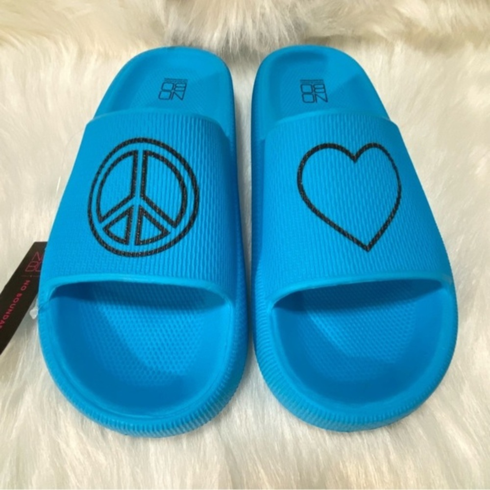 No Boundaries Shoes Sandals Women’s Size 8 Blue Slip On Slides‎ New With Tags